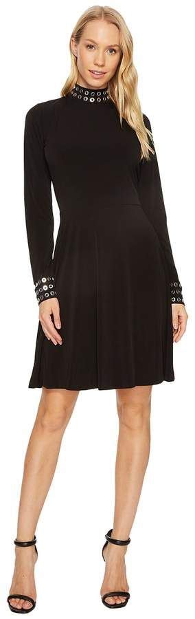 michael michael kors grommet mock neck long sleeve dress